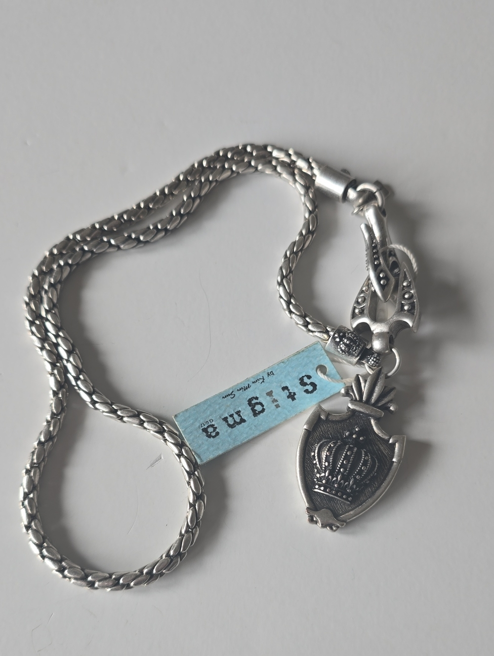 Stigma Crown Pendant Necklace - Silver Tone Chain 20"L